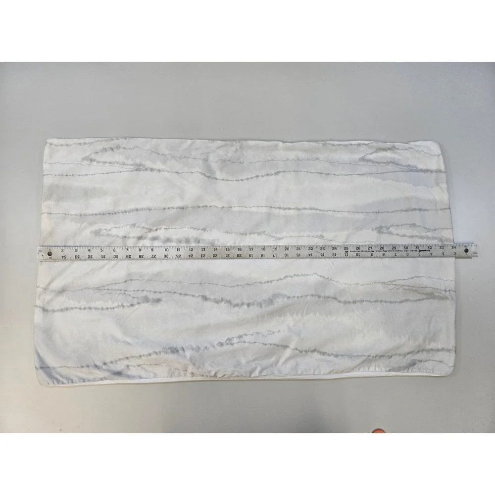 Donna‎ Karan Home White Grey Watercolor Stripe Standard Pillowcase Set of 2